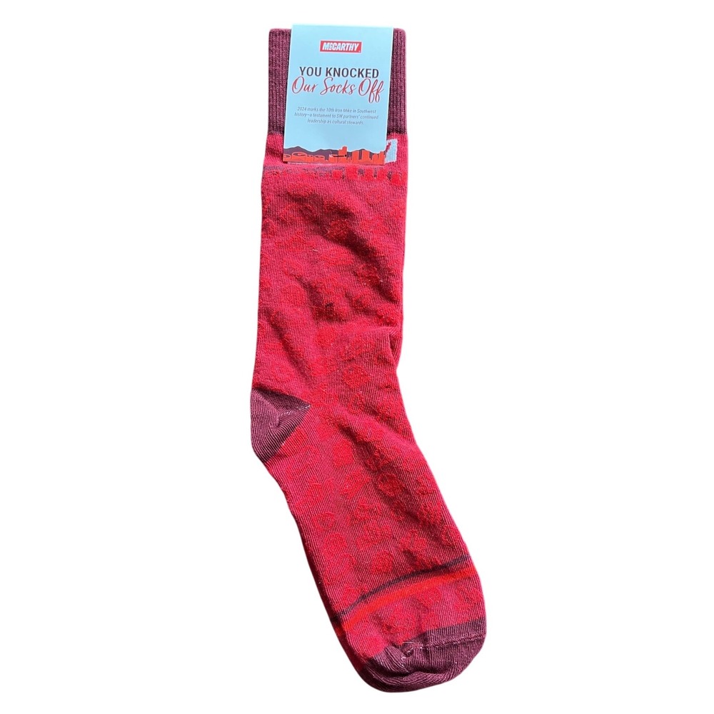NEW WITH TAGS McCarthy Sock‎ Club Red Crew Socks Combed Cotton Blend USA Made